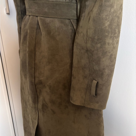 Mark. Army Green Suede Trench Coat. Sz Small - Picture 6 of 14